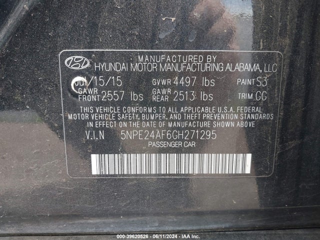 Hyundai SONATA SE 2016 5NPE24AF6GH271295 Image 9
