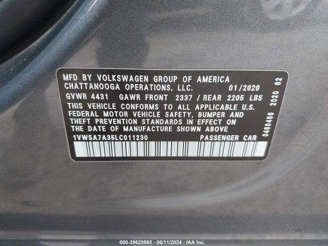 1VWSA7A35LC011230 Volkswagen Passat 2.0t Se