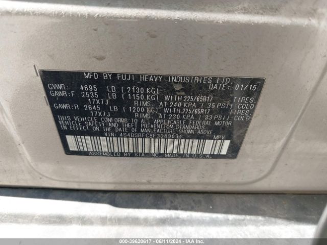 4S4BSBFC8F3289034 Subaru Outback 2.5i Premium