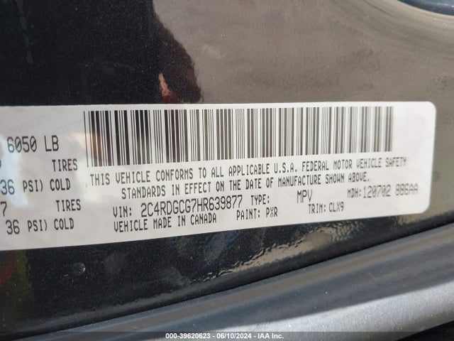 Dodge Grand Caravan Sxt 2017 2C4RDGCG7HR639877 Image 9