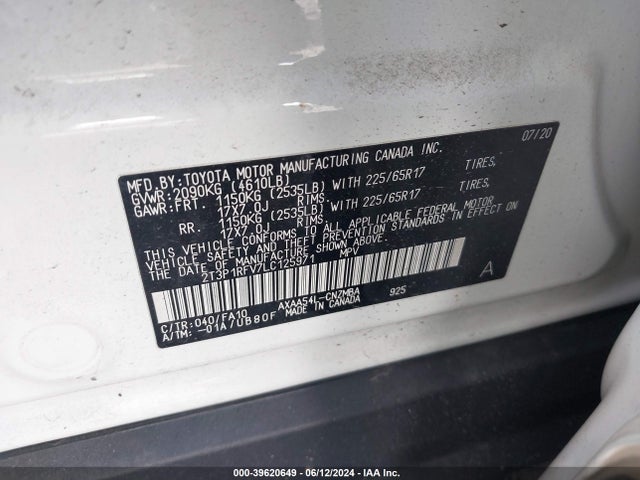 Toyota Rav4 Xle 2020 2T3P1RFV7LC125971 Image 9