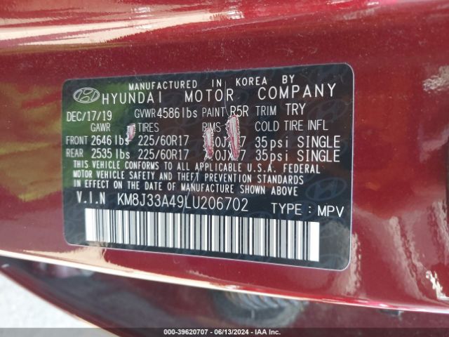 KM8J33A49LU206702 Hyundai Tucson Value
