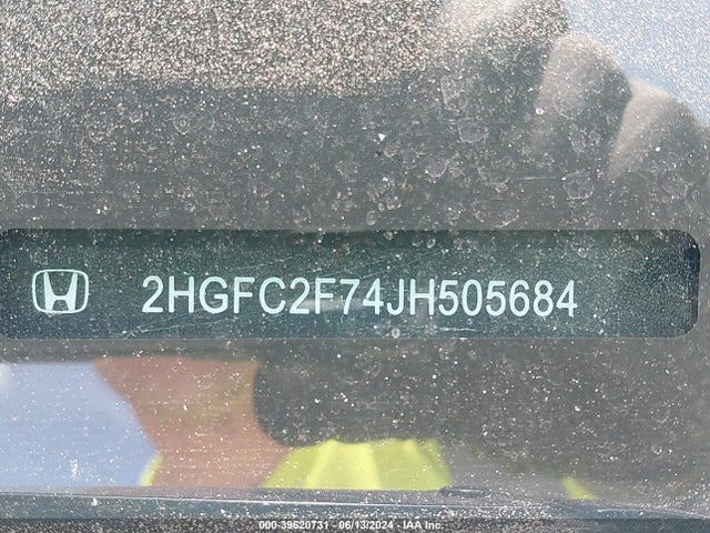 Honda CIVIC EX 2018 2HGFC2F74JH505684 Image 9