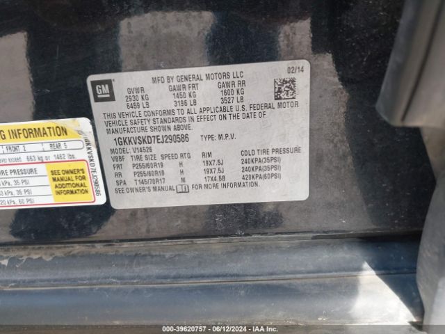 1GKKVSKD7EJ290586 GMC Acadia Slt-2