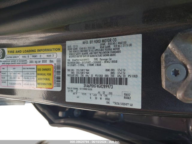 Ford FUSION SE 2016 3FA6P0H74GR289973 Image 9