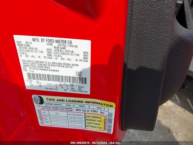 Ford F-150 Svt Raptor 2014 1FTFW1R66EFD04699 Image 9
