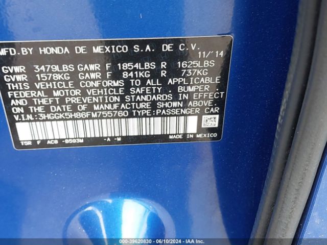 3HGGK5H86FM755760 Honda Fit Ex/ex-l