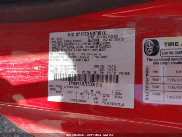 1ZVBP8AM7E5301215 Ford Mustang V6