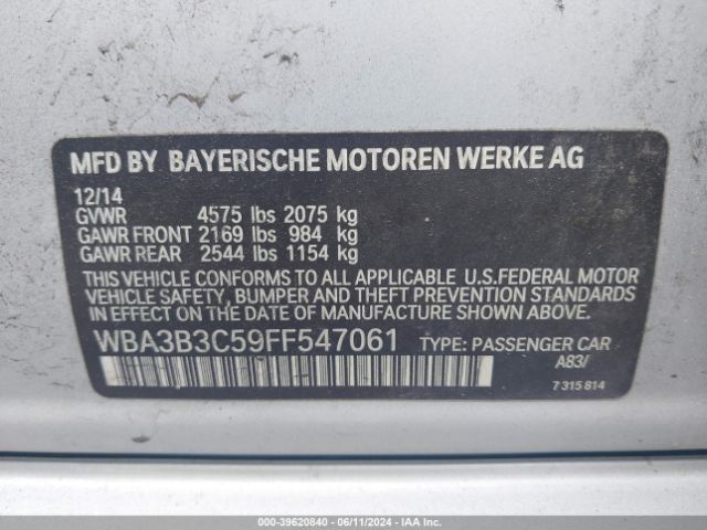 WBA3B3C59FF547061 BMW 328i Xdrive
