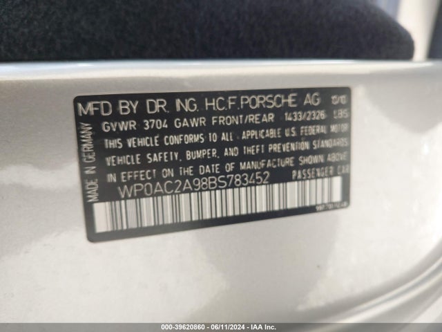 2011 PORSCHE 911 WP0AC2A98BS783452 Photo 8