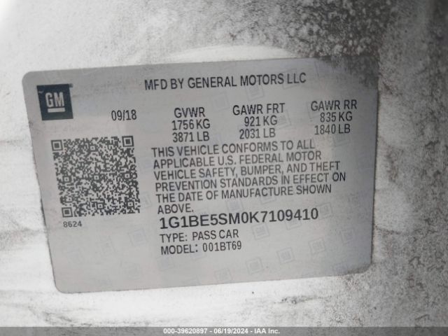 1G1BE5SM0K7109410 Chevrolet CRUZE LT