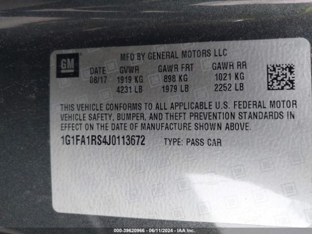1G1FA1RS4J0113672 Chevrolet Camaro 1ls