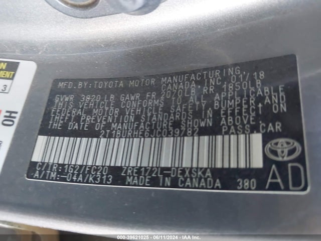 Toyota COROLLA SE 2018 2T1BURHE6JC039782 Image 9