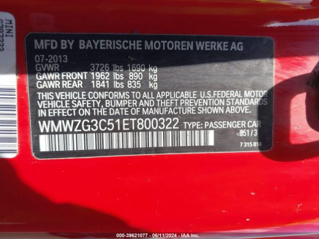 WMWZG3C51ET800322 Mini Clubman Cooper S
