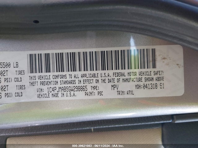 1C4PJMAB9GW298865 Jeep Cherokee Sport