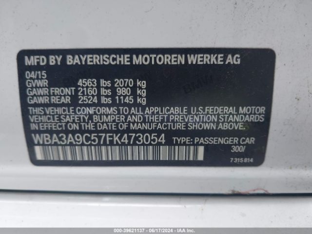 WBA3A9C57FK473054 BMW 335i