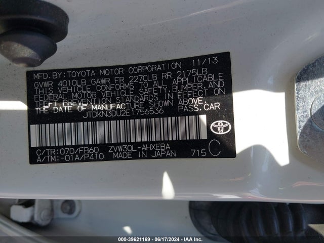 Toyota Prius Three 2014 JTDKN3DU2E1756536 Image 9