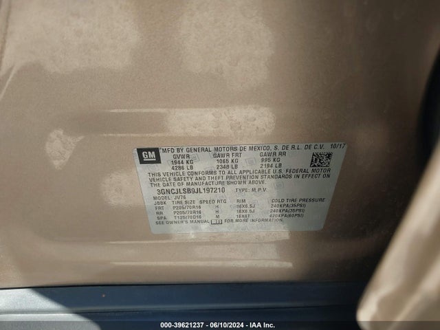 Chevrolet Trax Lt 2018 3GNCJLSB9JL197210 Image 9