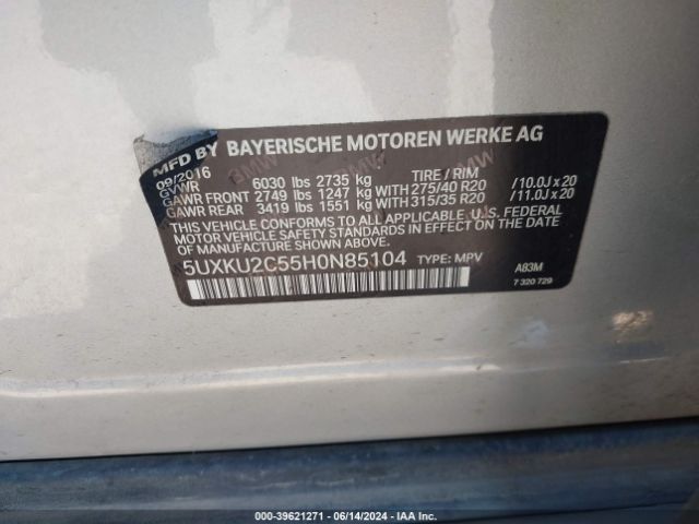 5UXKU2C55H0N85104 BMW X6 Xdrive35i