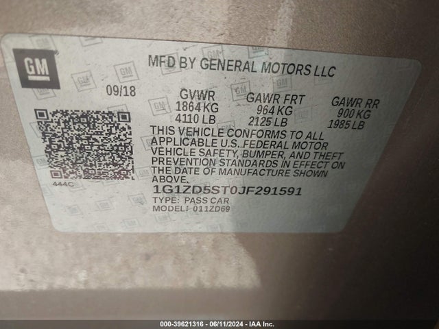 Chevrolet MALIBU LT 2018 1G1ZD5ST0JF291591 Image 9