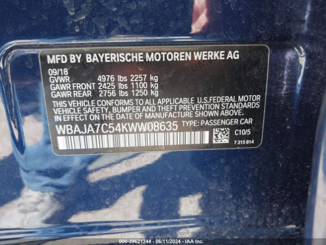 WBAJA7C54KWW08635 BMW 530i Xdrive