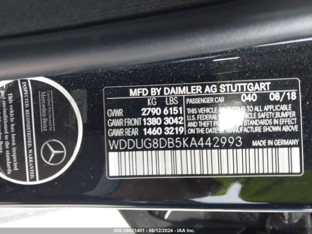 WDDUG8DB5KA442993 Mercedes-Benz S 560