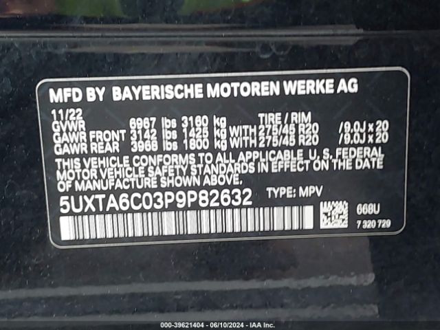 5UXTA6C03P9P82632 BMW X5 Phev Xdrive45e