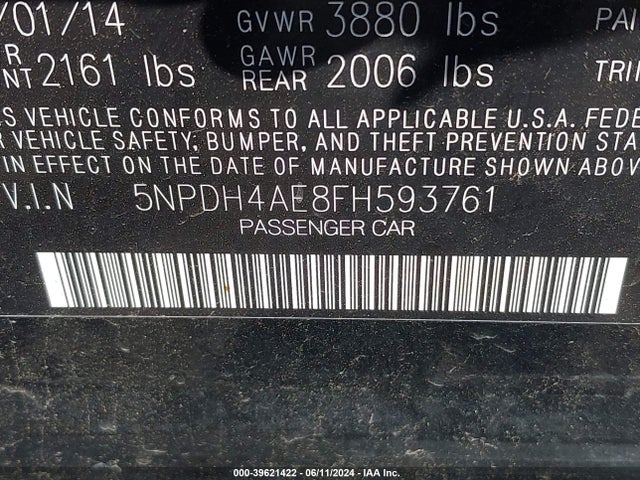 Hyundai ELANTRA SE 2015 5NPDH4AE8FH593761 Image 9
