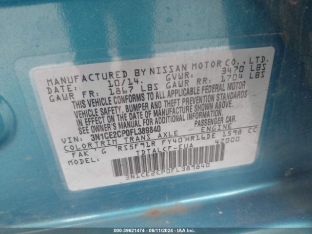 3N1CE2CP0FL389840 Nissan Versa Note S (sr)