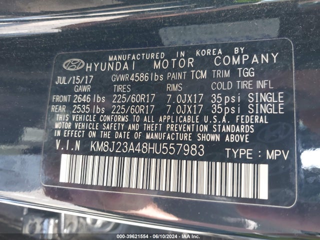 Hyundai TUCSON SE 2017 KM8J23A48HU557983 Image 9