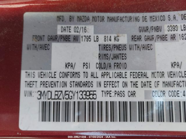 3MYDLBZV5GY133955 Scion IA