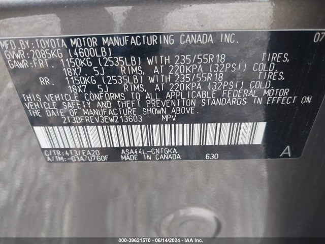 Toyota Rav4 Limited 2014 2T3DFREV3EW213603 Image 9