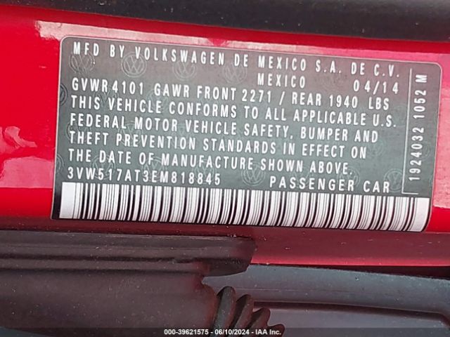 3VW517AT3EM818845 Volkswagen Beetle 1.8t