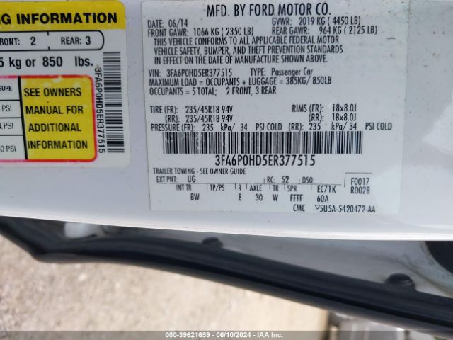 3FA6P0HD5ER377515 Ford FUSION SE