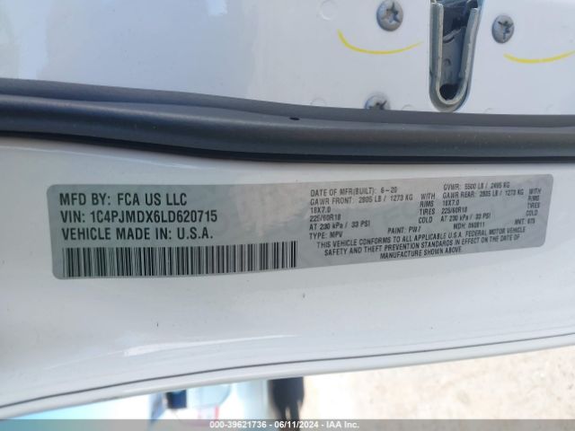1C4PJMDX6LD620715 Jeep Cherokee Limited 4x4