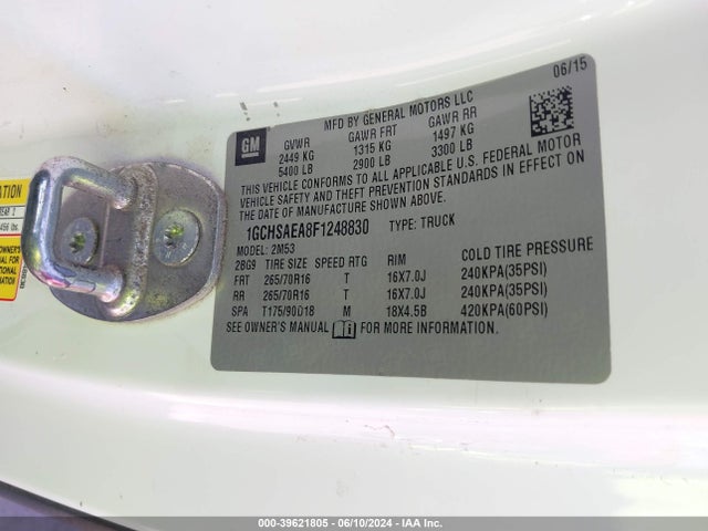 Chevrolet Colorado Wt 2015 1GCHSAEA8F1248830 Image 9