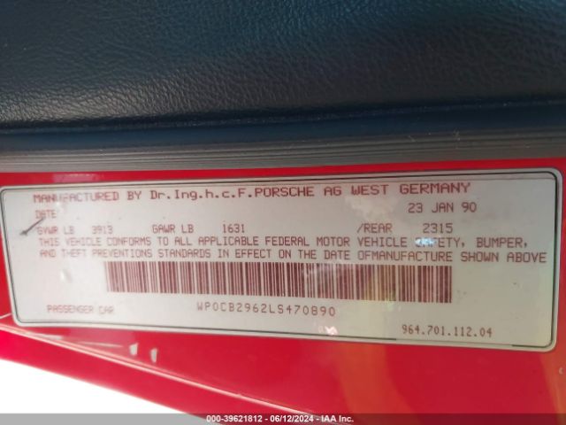 1990 PORSCHE 911 WP0CB2962LS470890 Photo 8