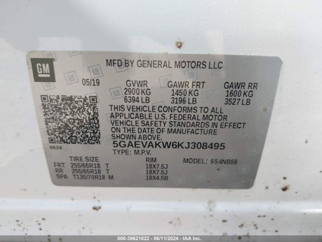 5GAEVAKW6KJ308495 Buick Enclave Awd Essence