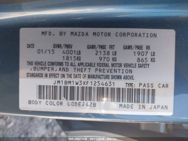 JM1BM1W3XF1254631 Mazda Mazda3 S Grand Touring