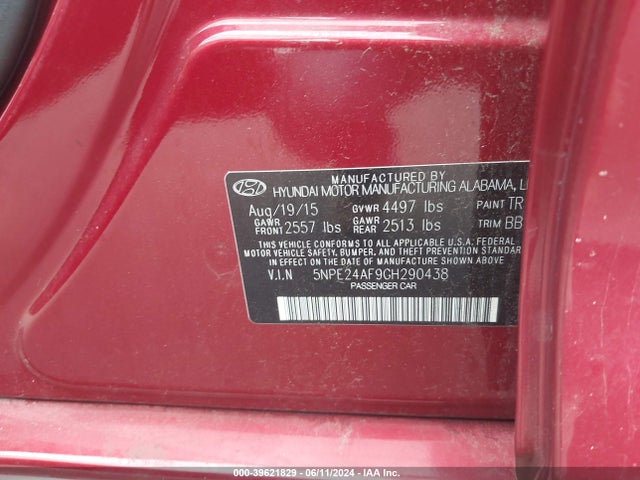 Hyundai SONATA SE 2016 5NPE24AF9GH290438 Image 9