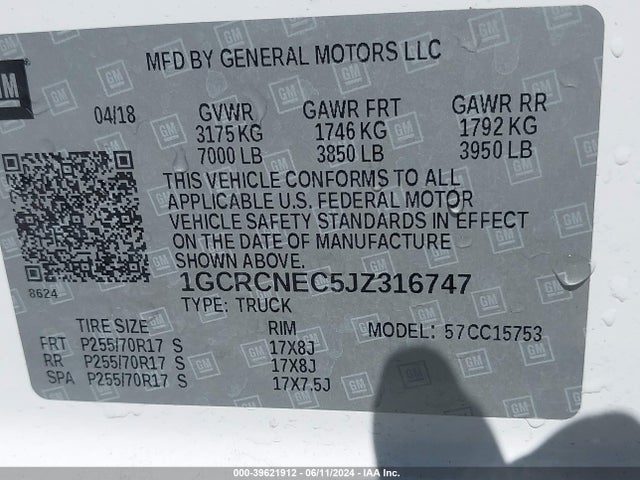 Chevrolet Silverado 1500 Wt 2018 1GCRCNEC5JZ316747 Image 9