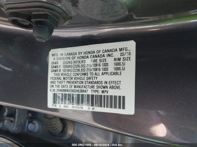 Honda CR-V LX 2016 2HKRM4H3XGH638447 Image 9