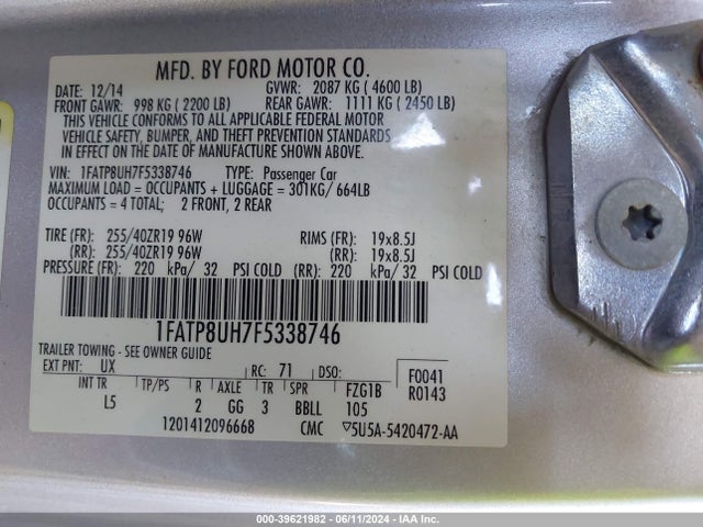 Ford Mustang Ecoboost Premium 2015 1FATP8UH7F5338746 Image 9