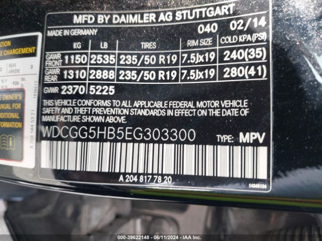 WDCGG5HB5EG303300 Mercedes-Benz GLK 350