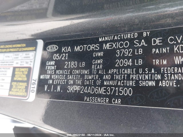 KIA Forte Lxs 2021 3KPF24AD6ME371500 Image 9