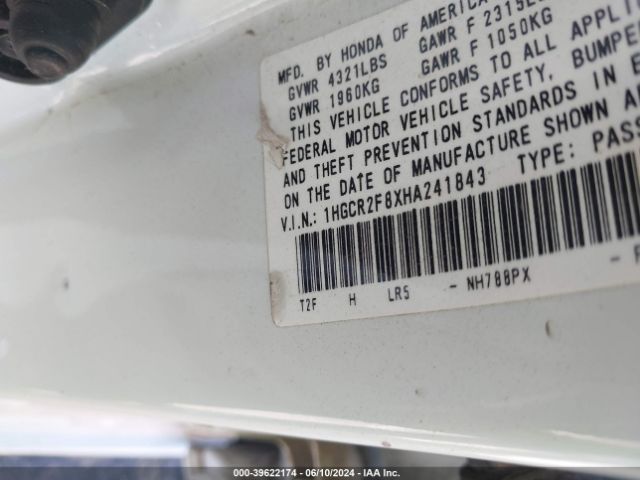 1HGCR2F8XHA241843 Honda Accord Ex-l