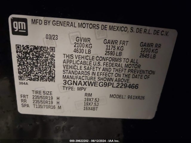 Chevrolet Equinox Awd Rs 2023 3GNAXWEG9PL229466 Image 9