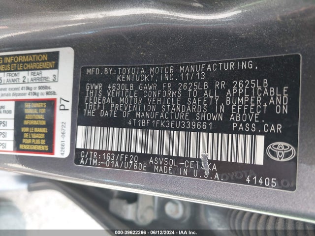 Toyota CAMRY SE 2014 4T1BF1FK3EU339661 Image 9