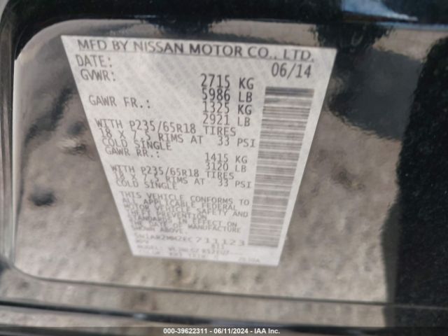 5N1AR2MM2EC711123 Nissan Pathfinder Sl