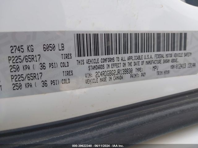 2C4RDGBG2JR139830 Dodge Grand Caravan Se Plus